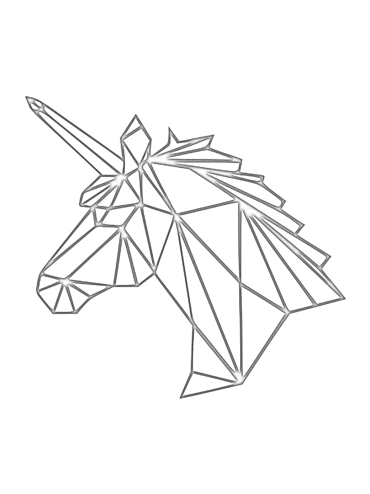 Раскраска Оригами единорог