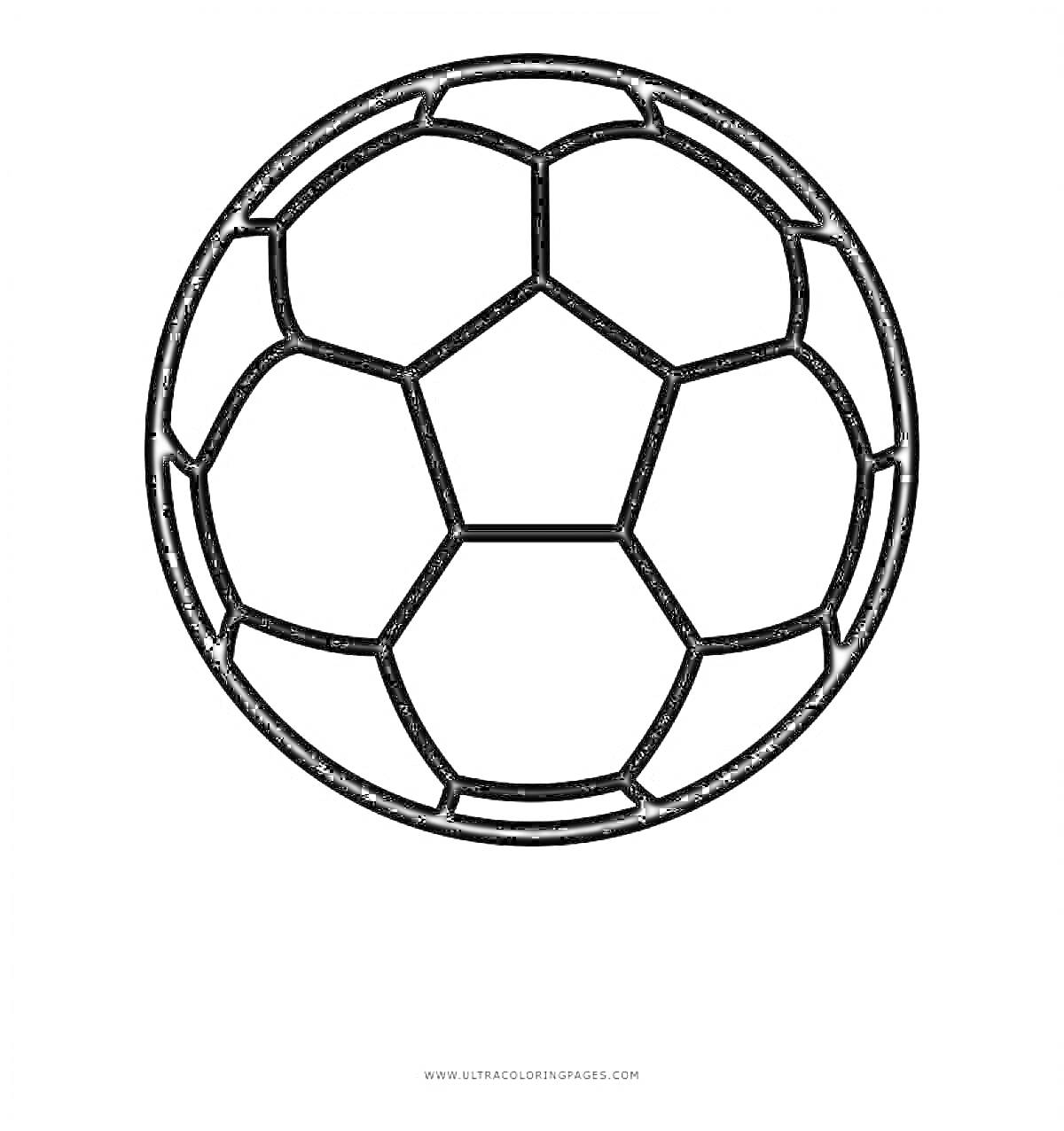 Раскраска Футбольный мяч с черно-белыми панелями