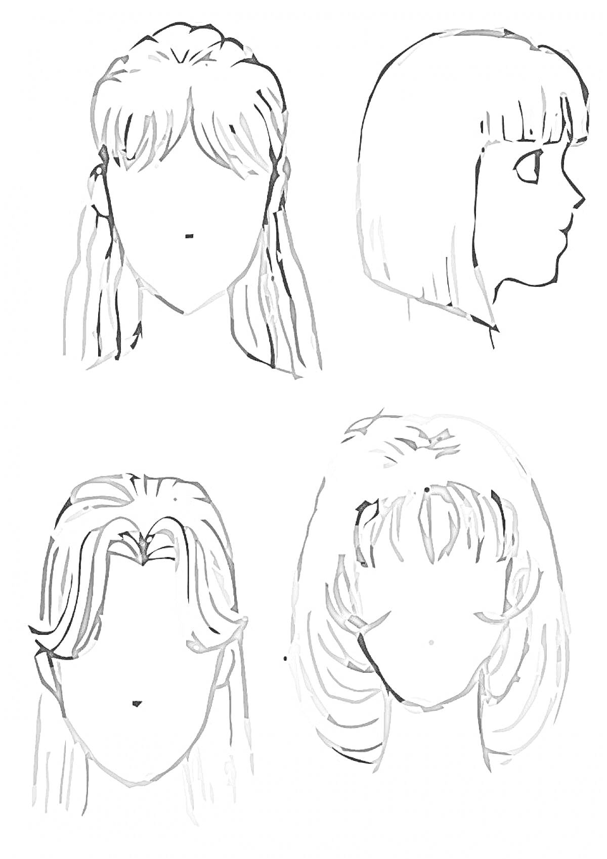 Прически с длинными волосами и челкой, вид спереди и сбоку, волнистые и прямые волосы