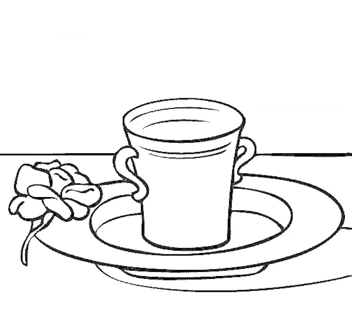 На раскраске изображено: Кофе, Напиток, Стол, Арт