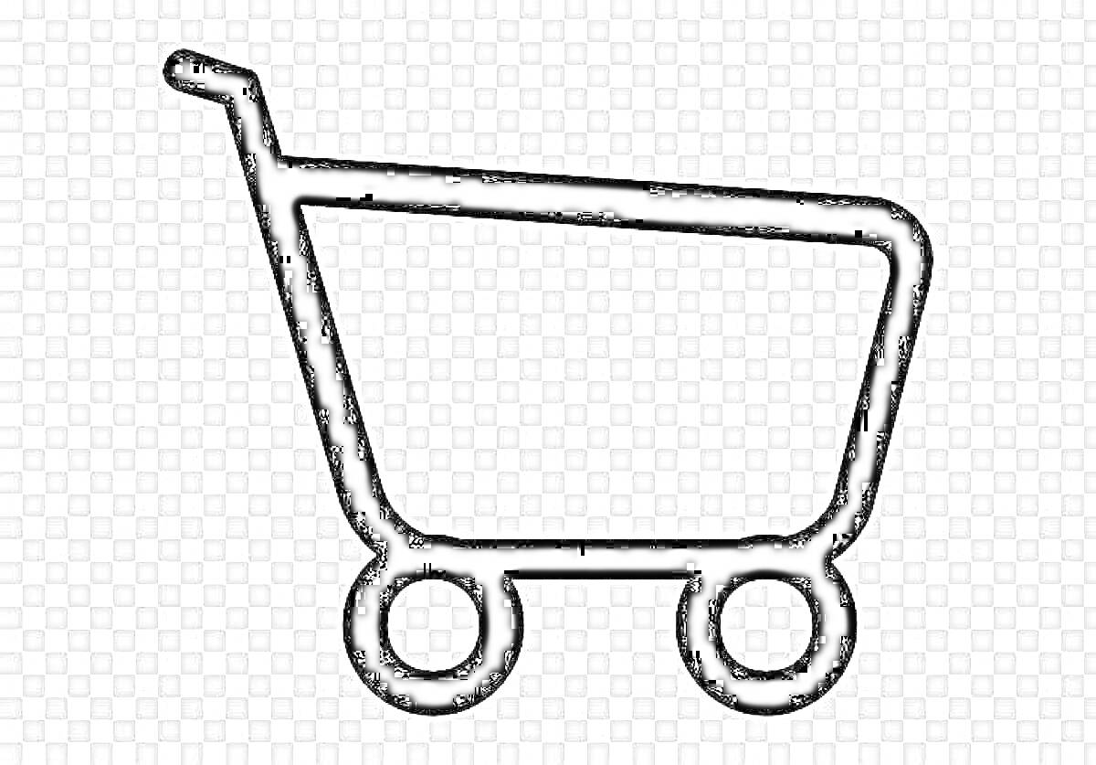 Раскраска Контур тележки с ручкой и двумя колесами