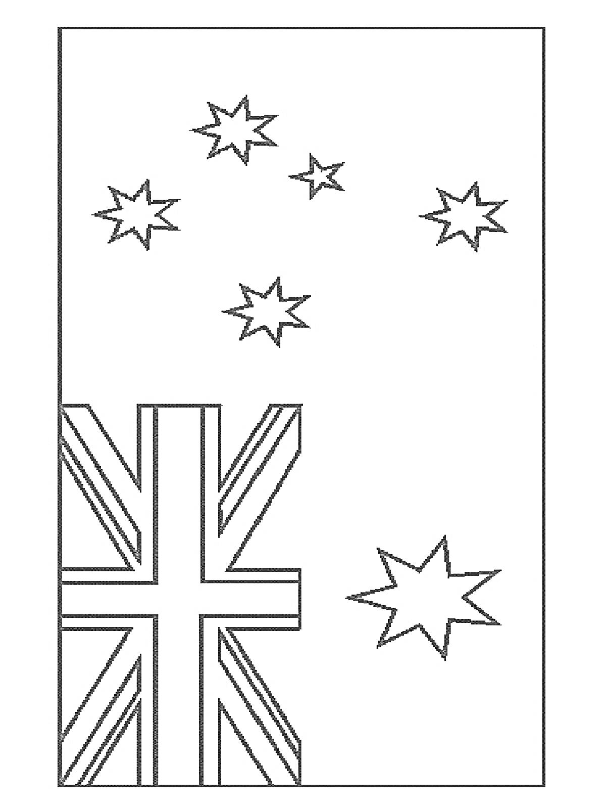 На раскраске изображено: Флаг, Звезды, Австралия