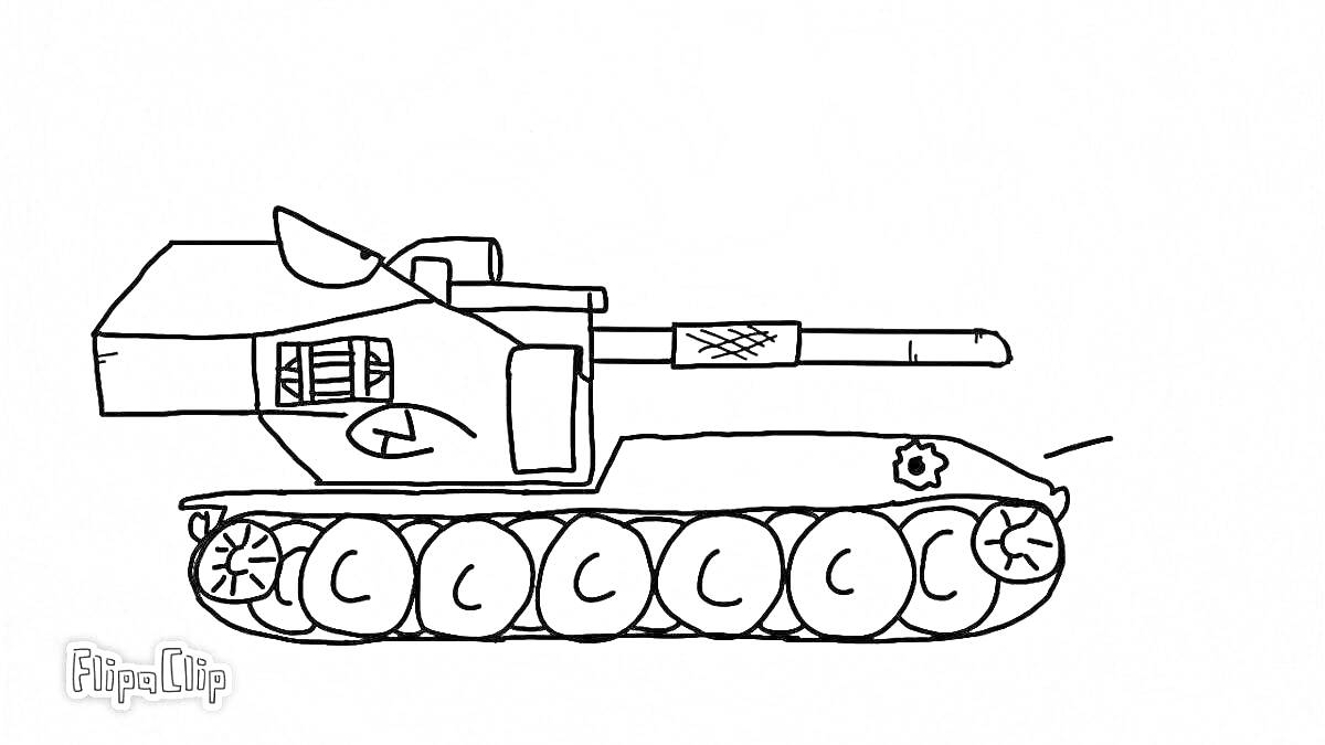 Раскраска Танк КВ-44 с пушкой и гусеницами