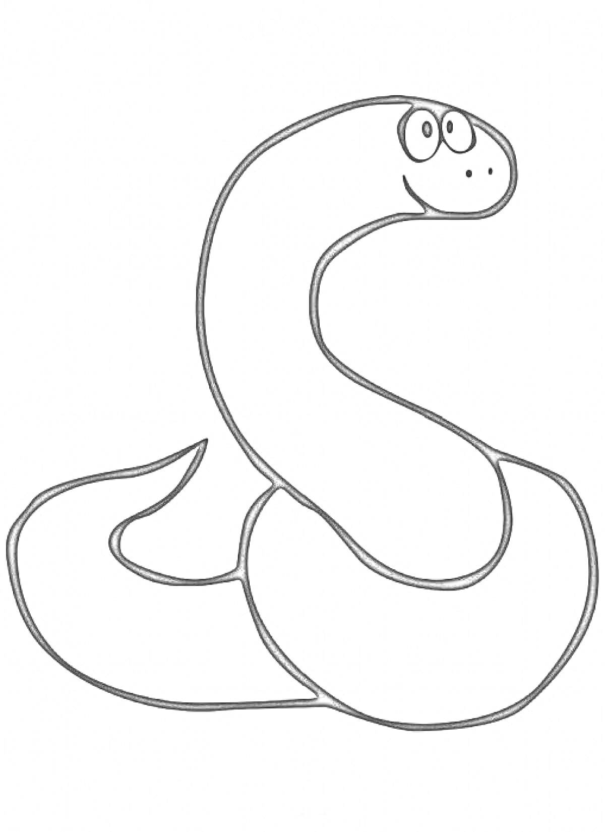 Раскраска Улыбающаяся, извивающаяся змея