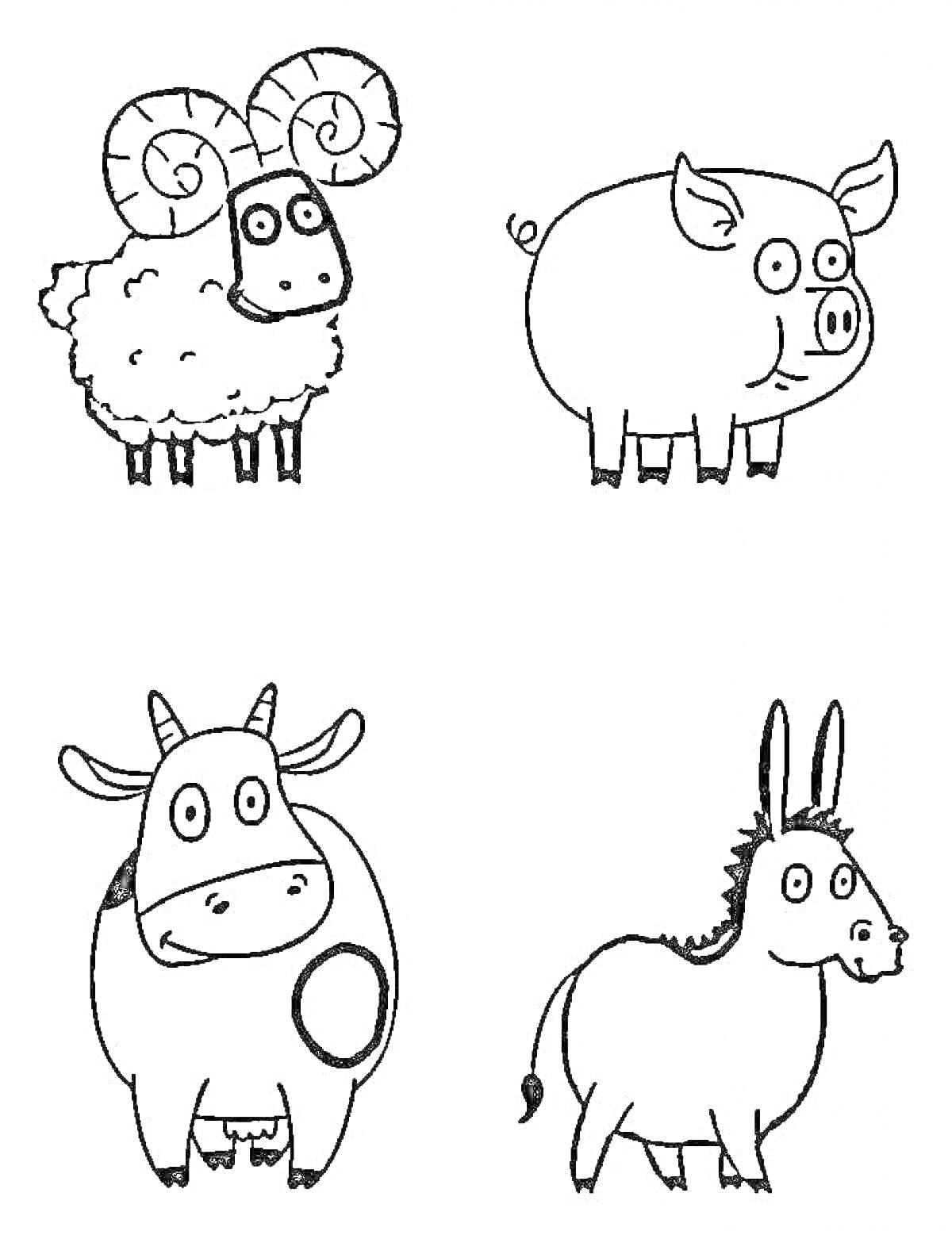 На раскраске изображено: Корова, Животные, Контурные рисунки