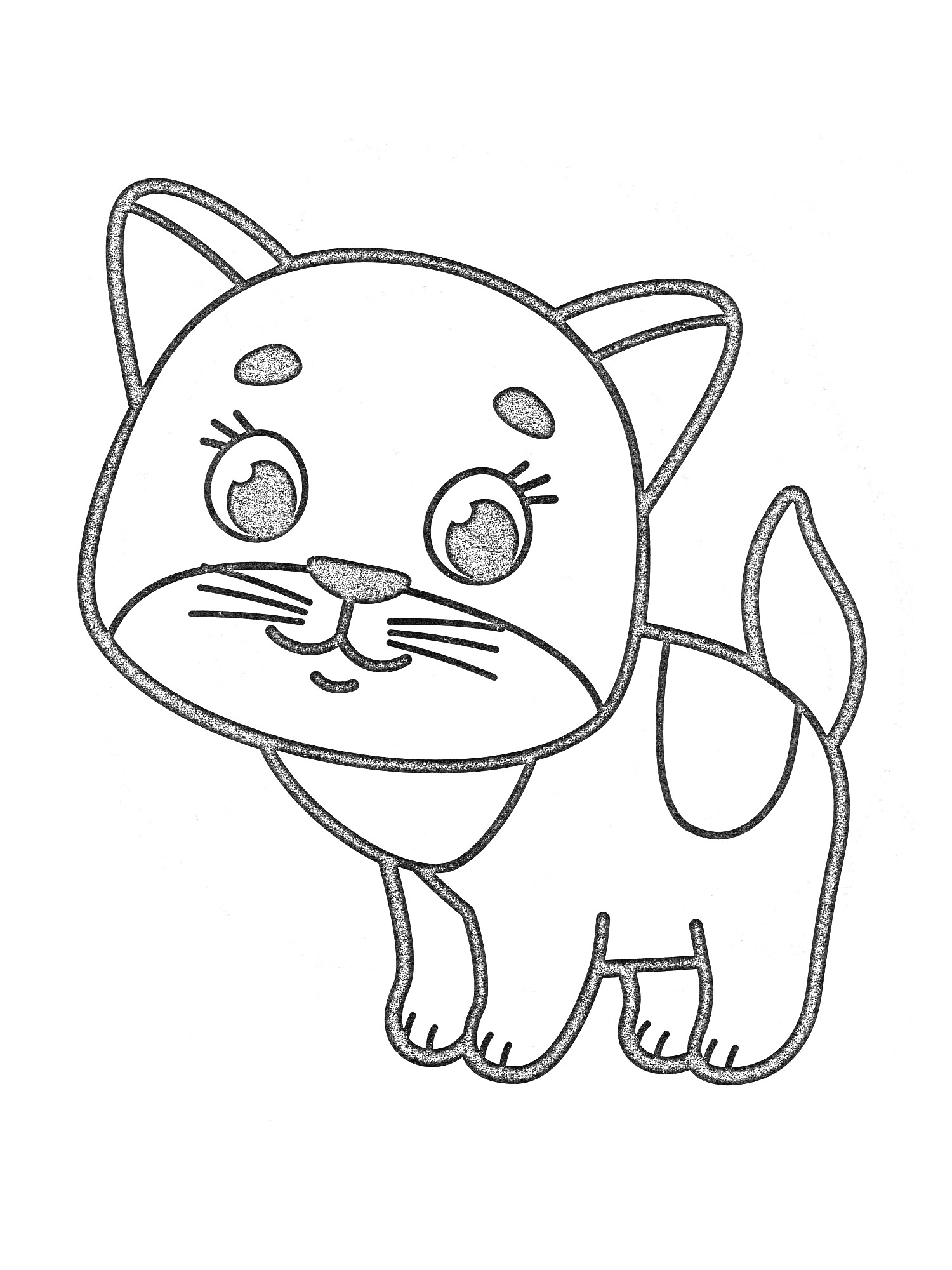 Раскраска Озорной милый котенок с большими глазами