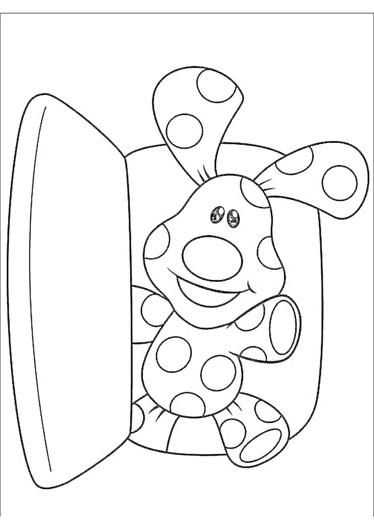 На раскраске изображено: Кролик, Дверь, Пятна, Большие уши, Контурные рисунки