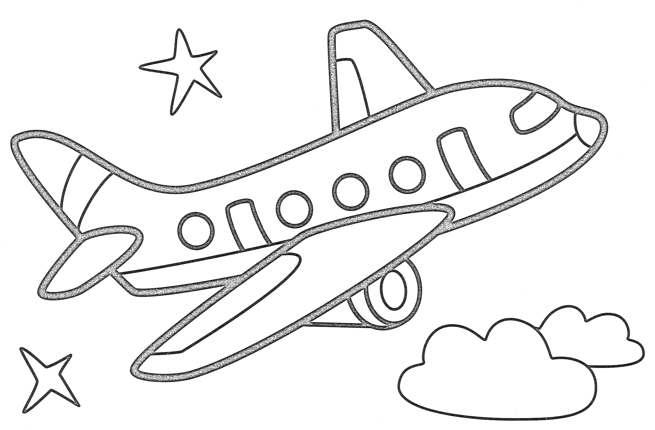 На раскраске изображено: Звезды, Облака, Для детей, 5 лет, 6 лет, Транспорт, Летательный аппарат, Авиация