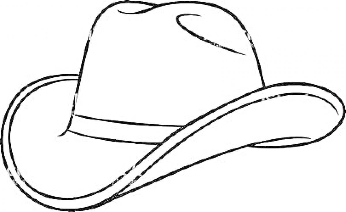 На раскраске изображено: Шляпа, Ковбойская шляпа, Головные уборы, Контурные рисунки