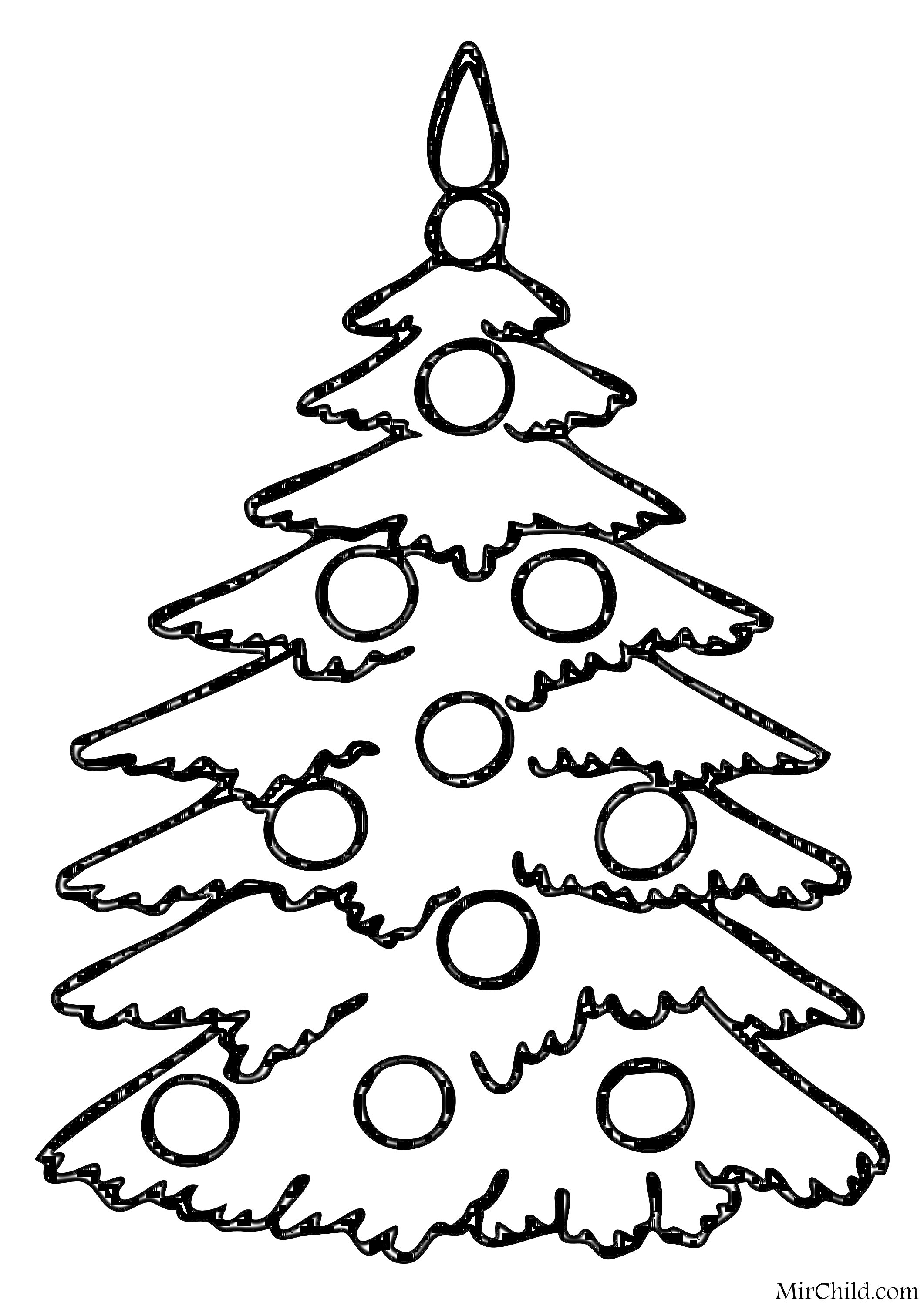 На раскраске изображено: Новогодняя елка, Украшения, Новый год, Для детей, Рождественская елка