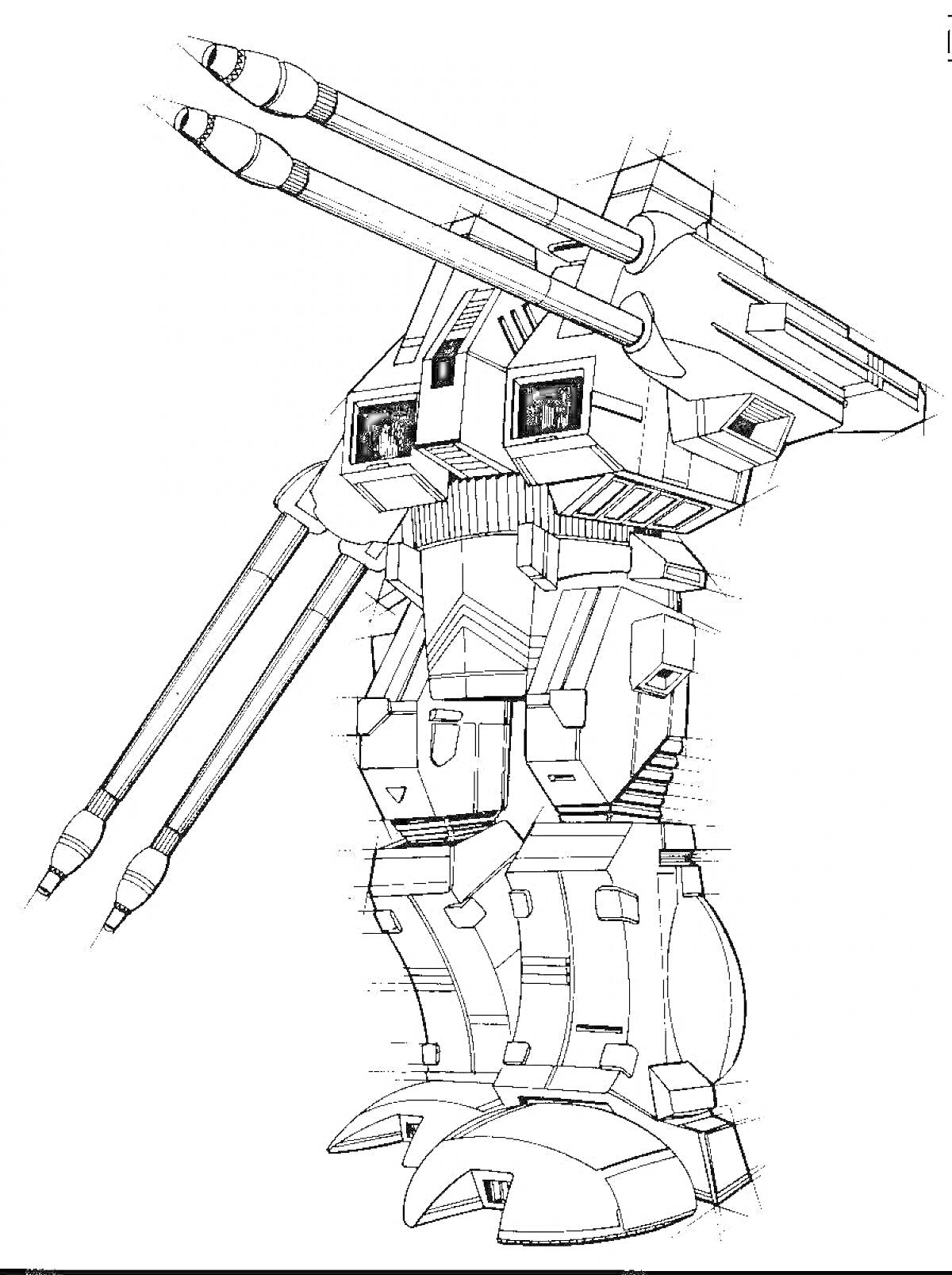 Боевой мех с ракетными установками и пушками