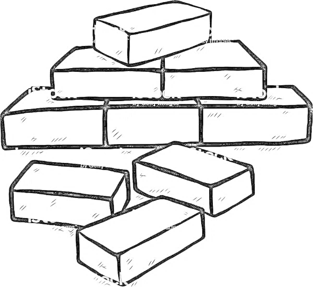 Раскраска Стопка кирпичей