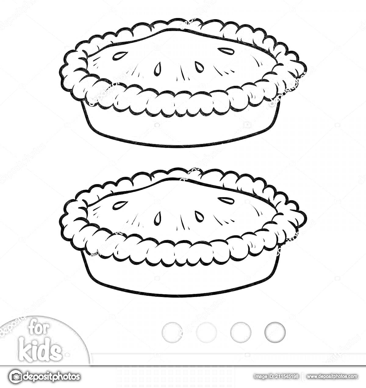 Раскраска яблочный пирог с декоративным краем и отверстиями для выхода пара, черно-белая раскраска