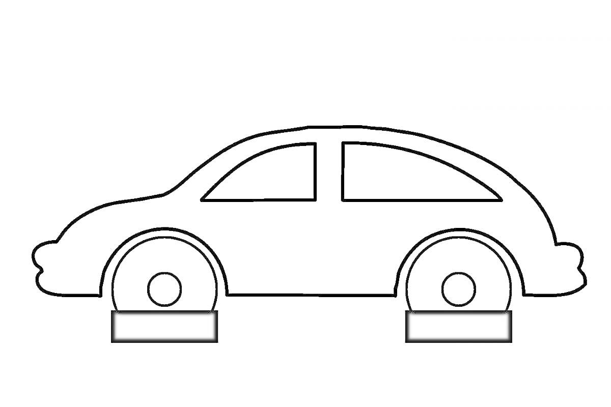 Раскраска машина без колес на подставках