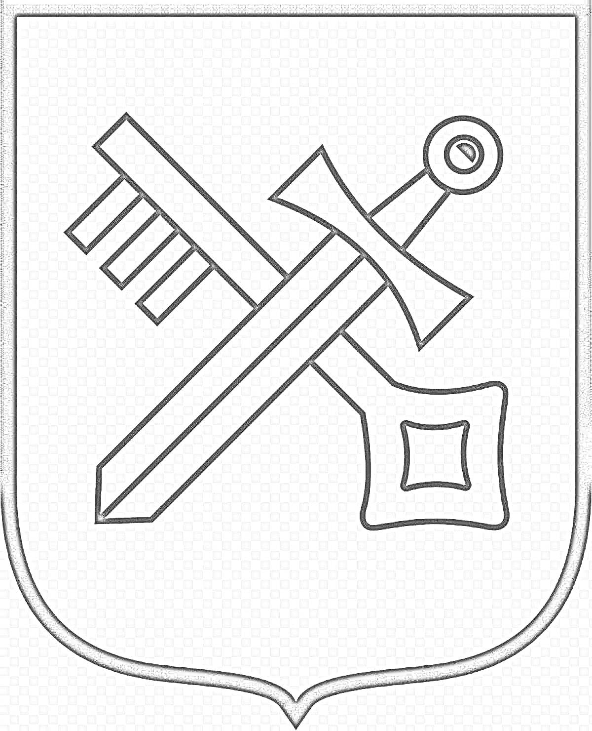Раскраска Герб Ленинградской области с изображением креста, ключа и меча