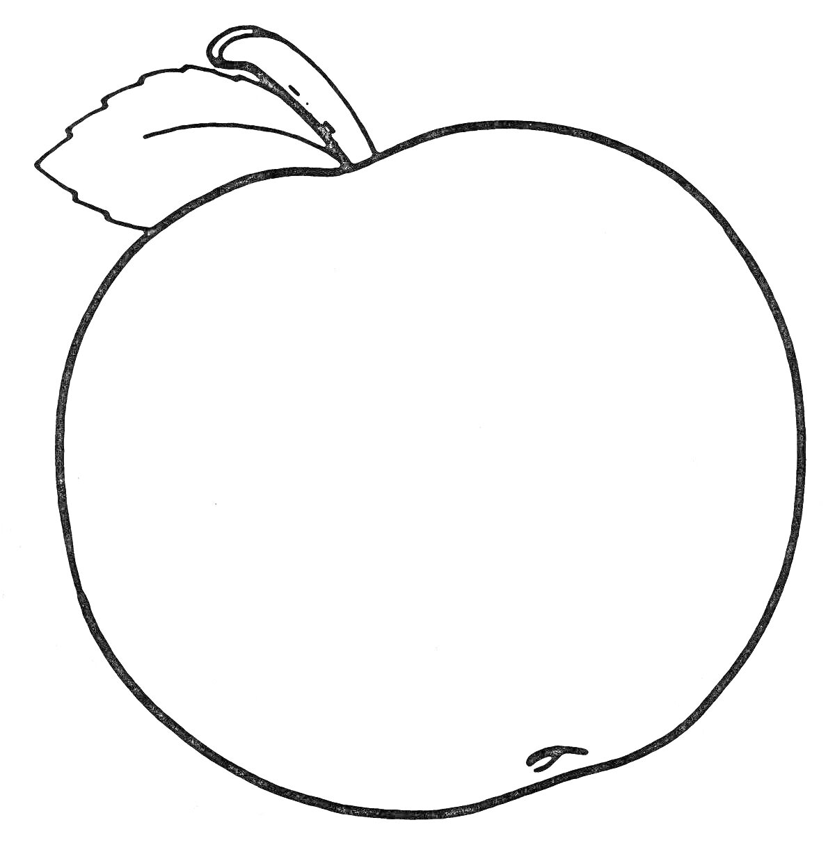 Раскраска Раскраска яблоко с листиком и черешком