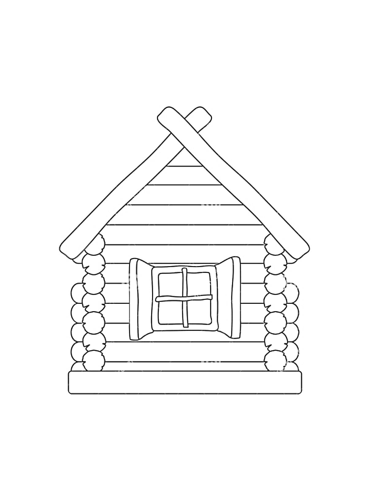 На раскраске изображено: Изба, Дом, Традиционная архитектура, Окна