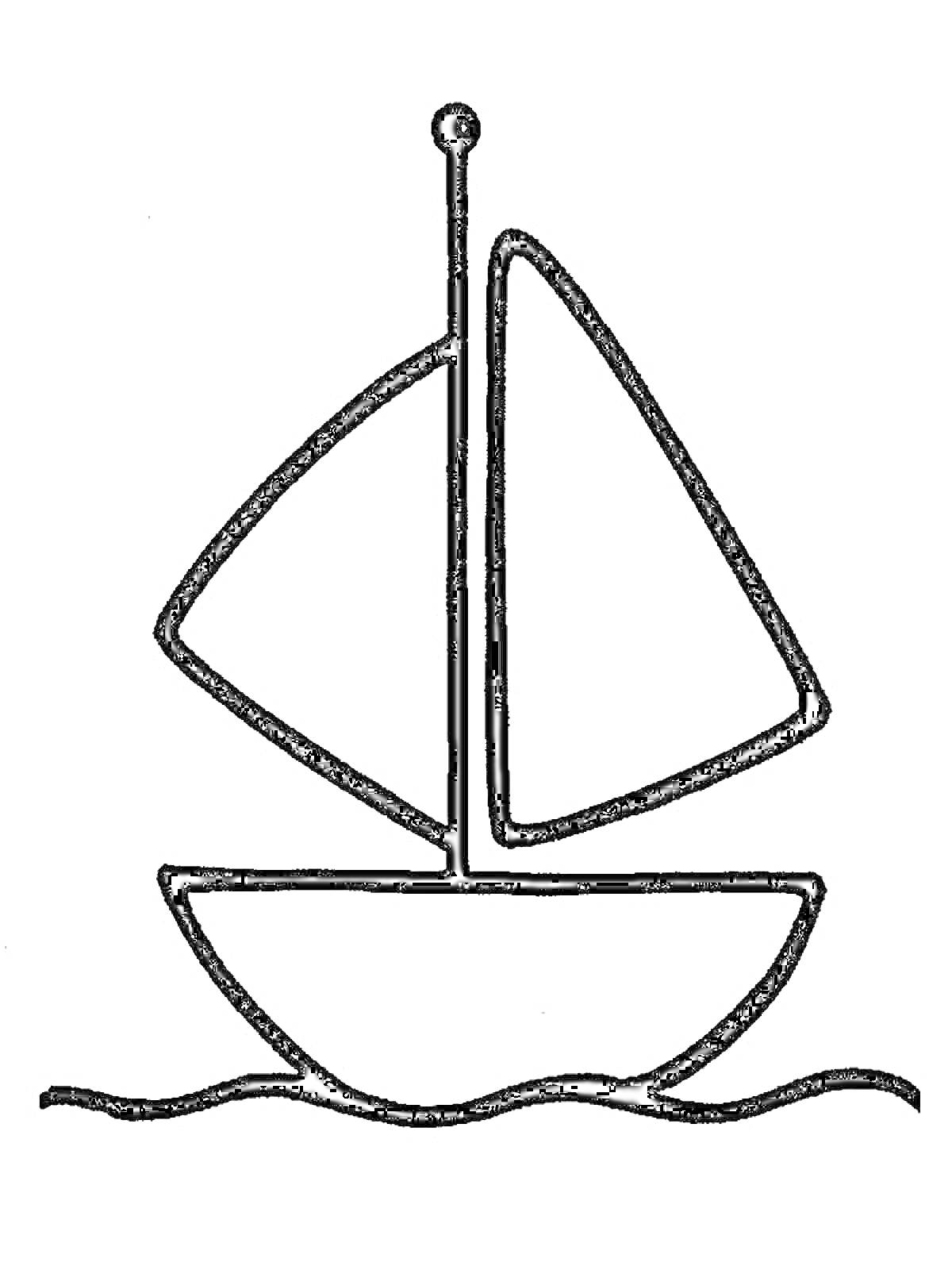 На раскраске изображено: Лодка, Вода, Море, Для детей, Парусники