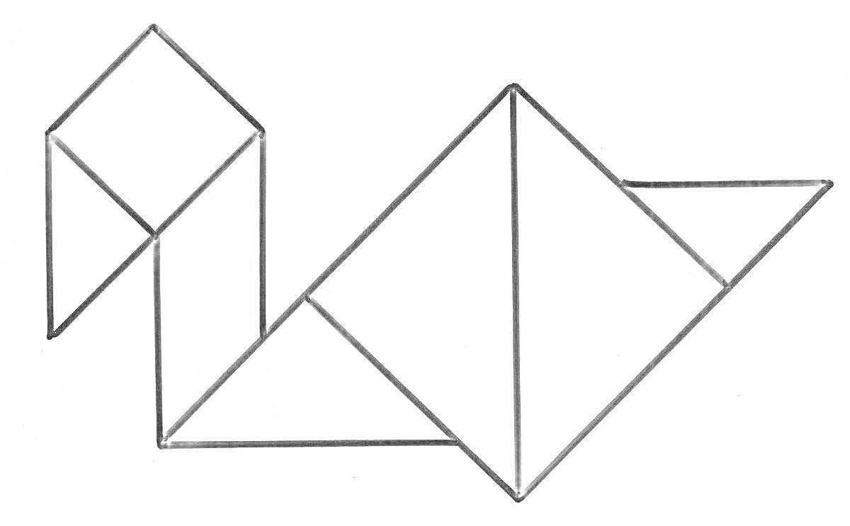 На раскраске изображено: Утка, Геометрические фигуры, Головоломка, Параллелограмм