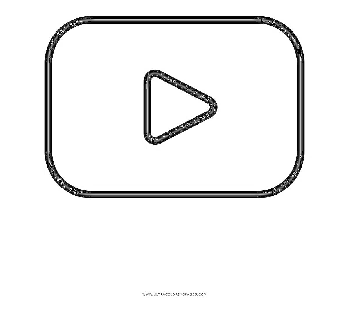 На раскраске изображено: YouTube, Кнопка воспроизведения, Контурные рисунки, Логотипы
