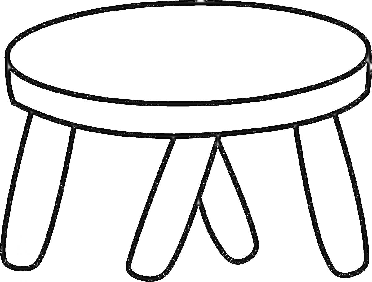 На раскраске изображено: Стол, Круглый стол, Мебель, Контурные рисунки