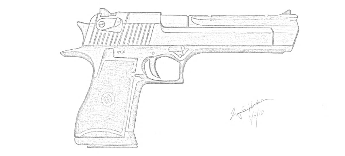 Раскраска Раскраска – пистолет Desert Eagle