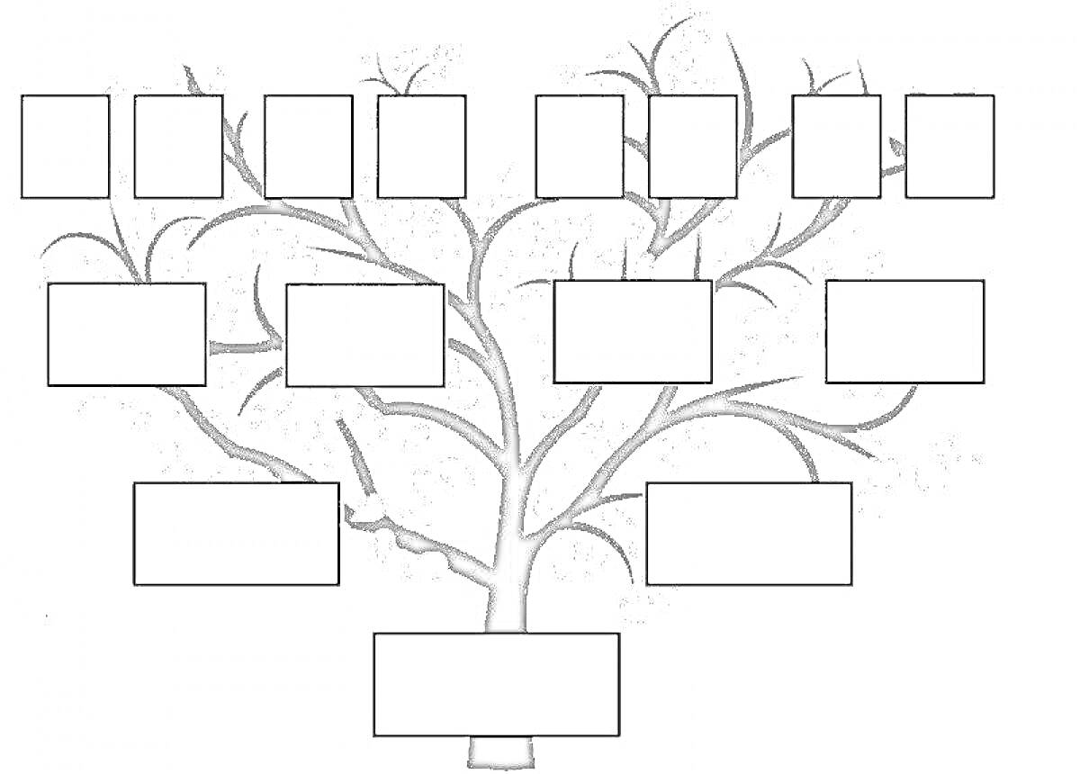 Генеалогическое дерево с пустыми ячейками для заполнения