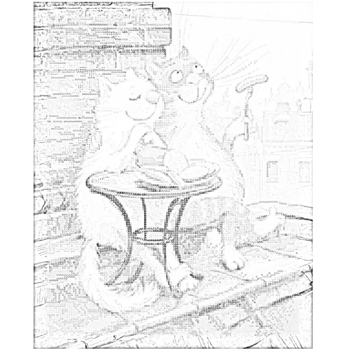 На раскраске изображено: Синие коты, Ирина Зенюк, Два кота, Крыша, Стол, Еда, Вилки, Постройки