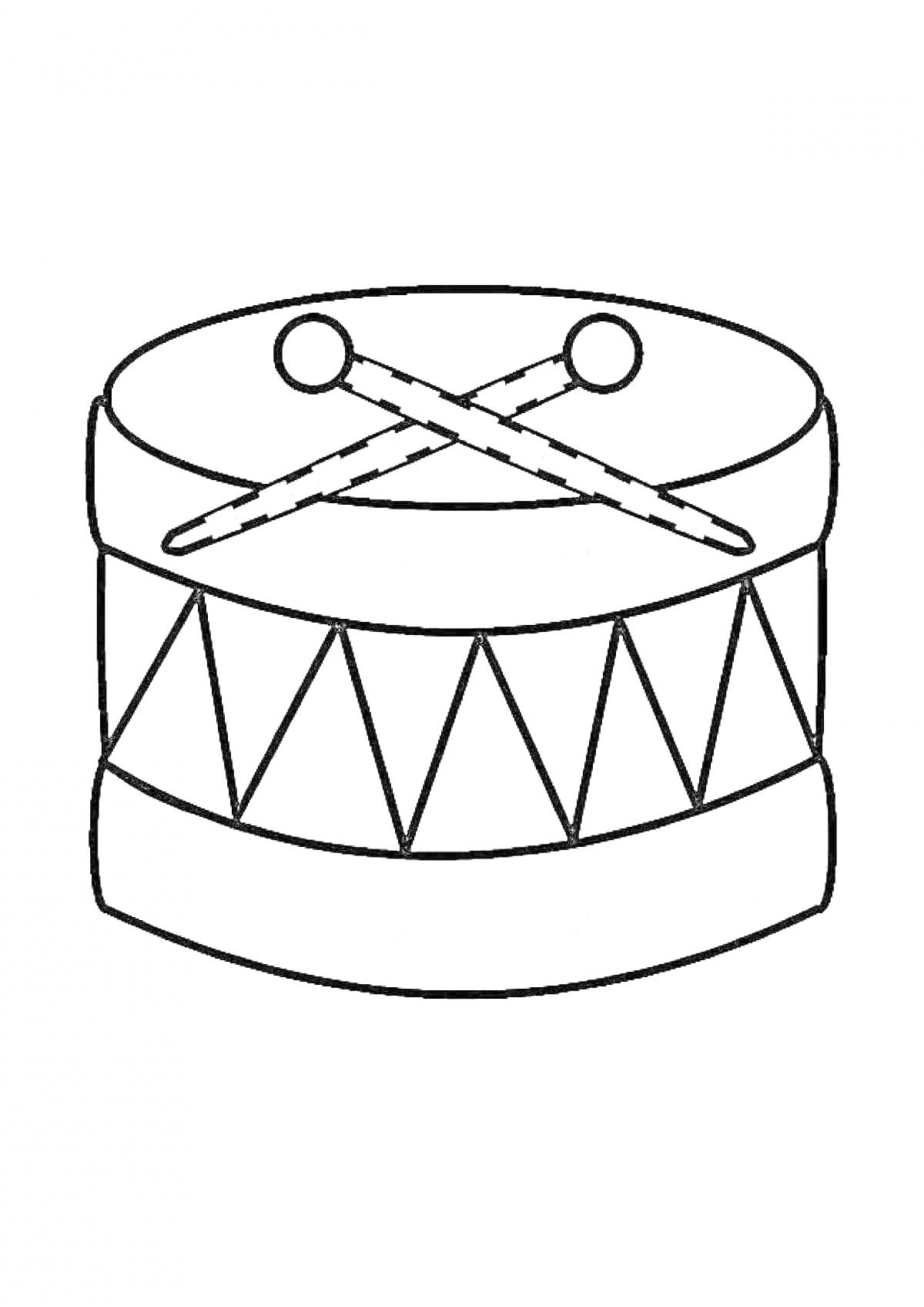 Раскраска Барабан с двумя палочками и ромбовидным узором