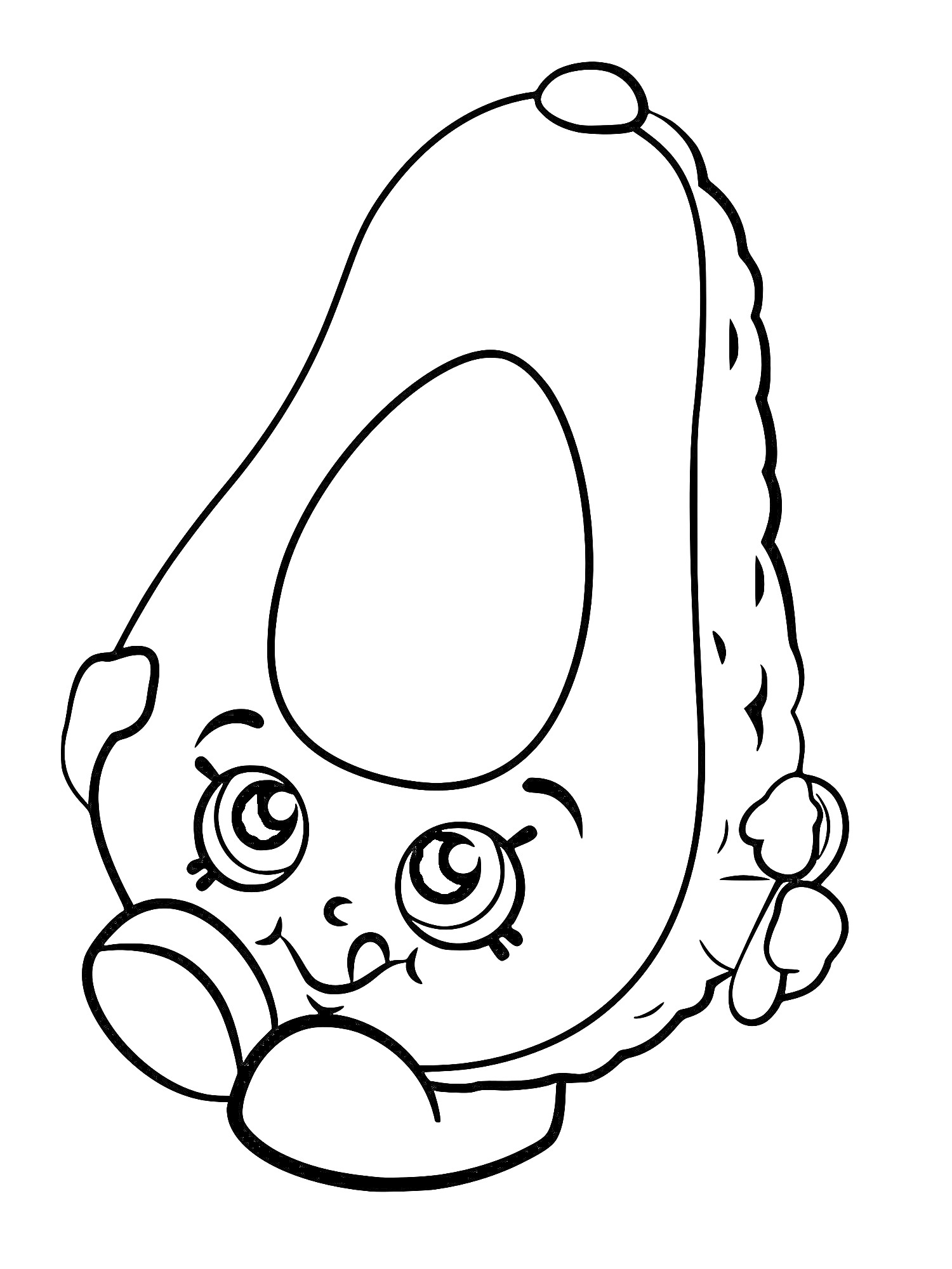 Раскраска Авокадо Шопкинс с большими глазами и ручками