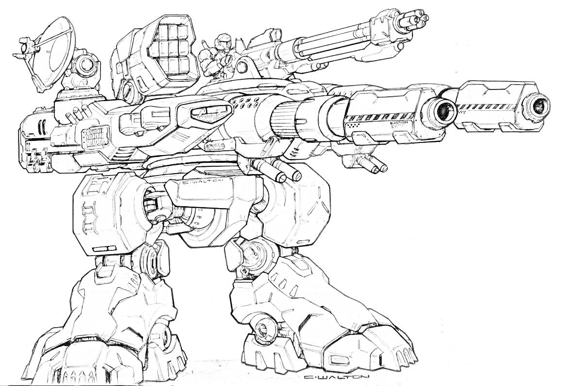 На раскраске изображено: Робот, Сиреноголовый, Ракета, Футуристичный, Детали, Оружие