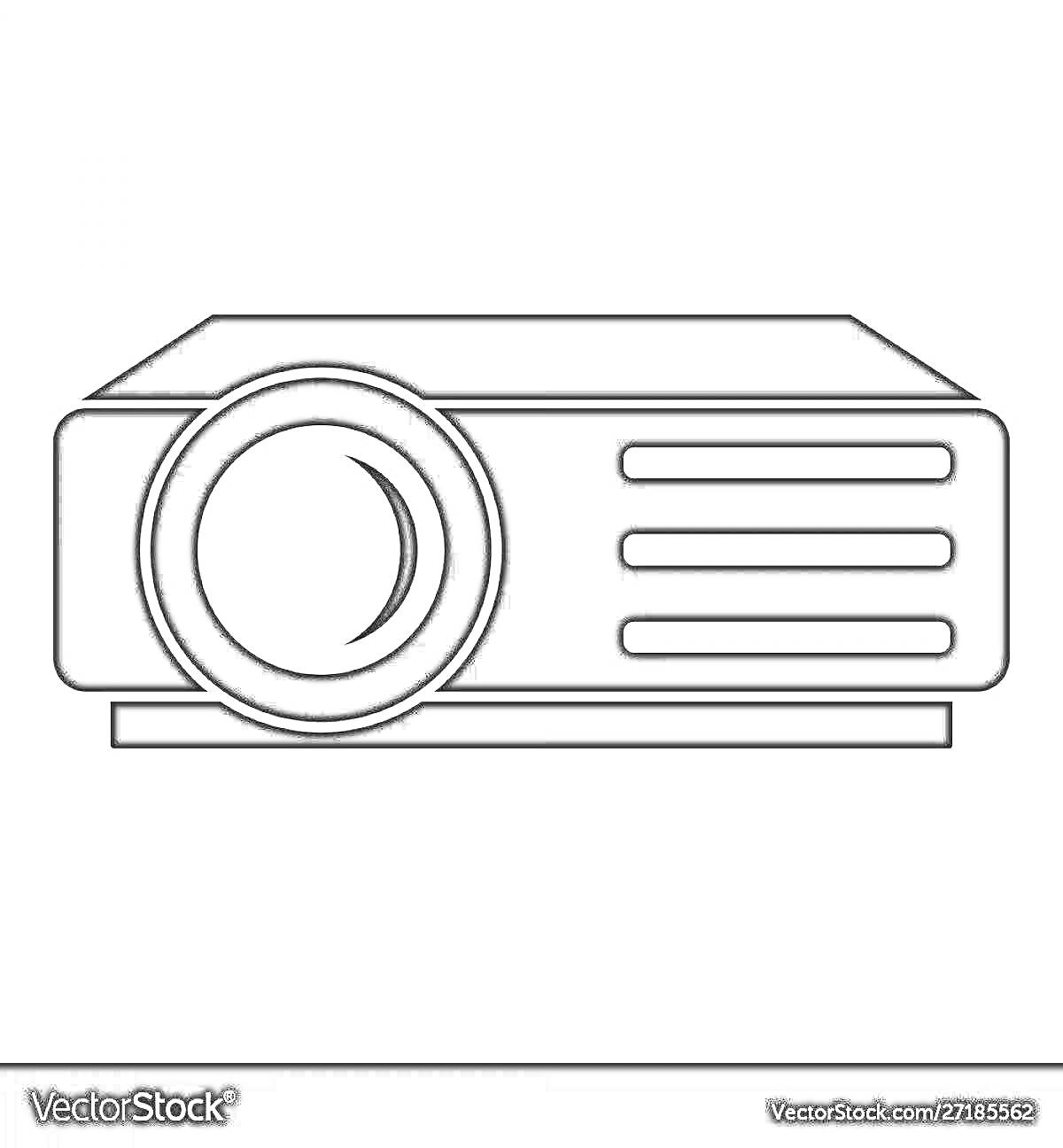 Раскраска Проектор с объективом и вентиляционными решетками