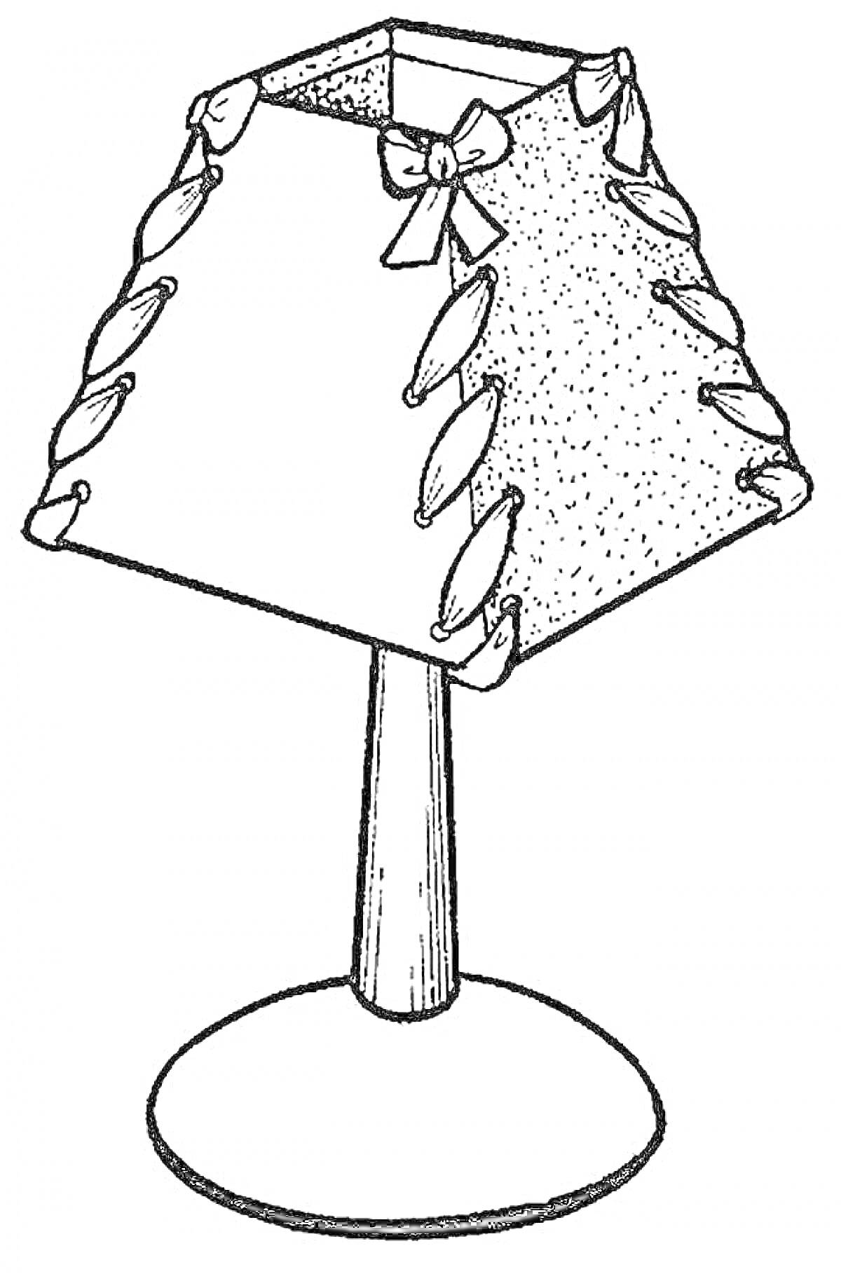 Раскраска Светильник с бантиками и декоративными элементами на абажуре