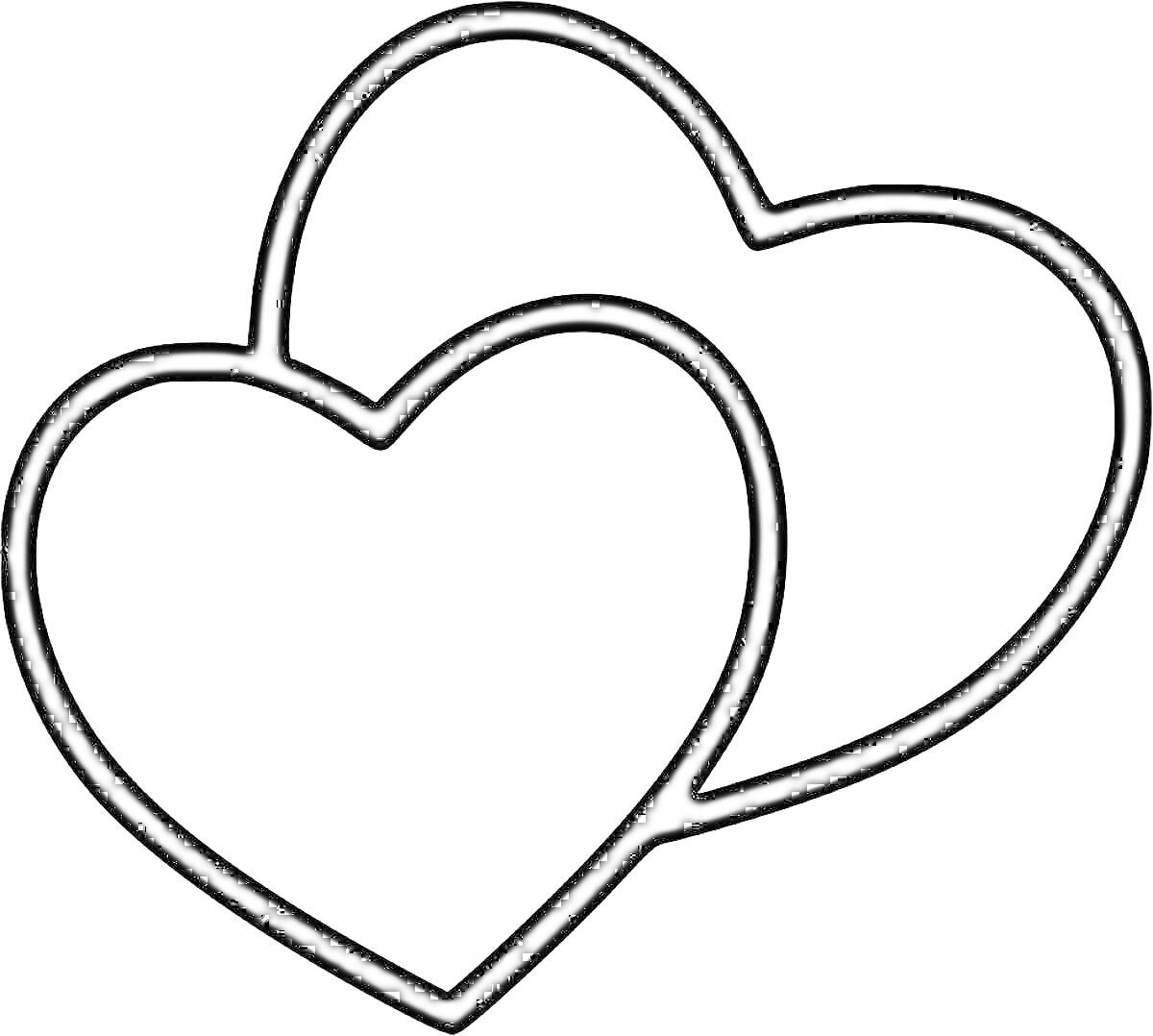 На раскраске изображено: Сердца, Лайк, Любовь, Романтика, Контурные рисунки