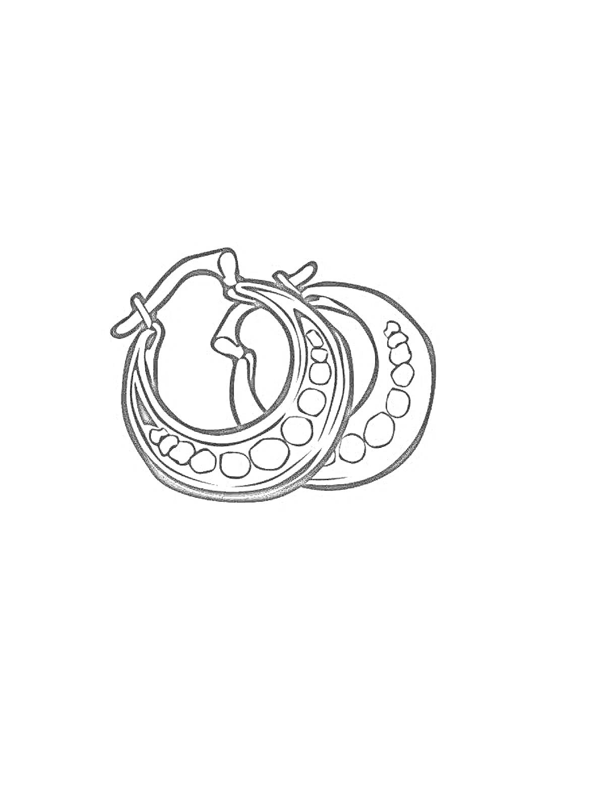 На раскраске изображено: Серьги, Орнамент, Украшения