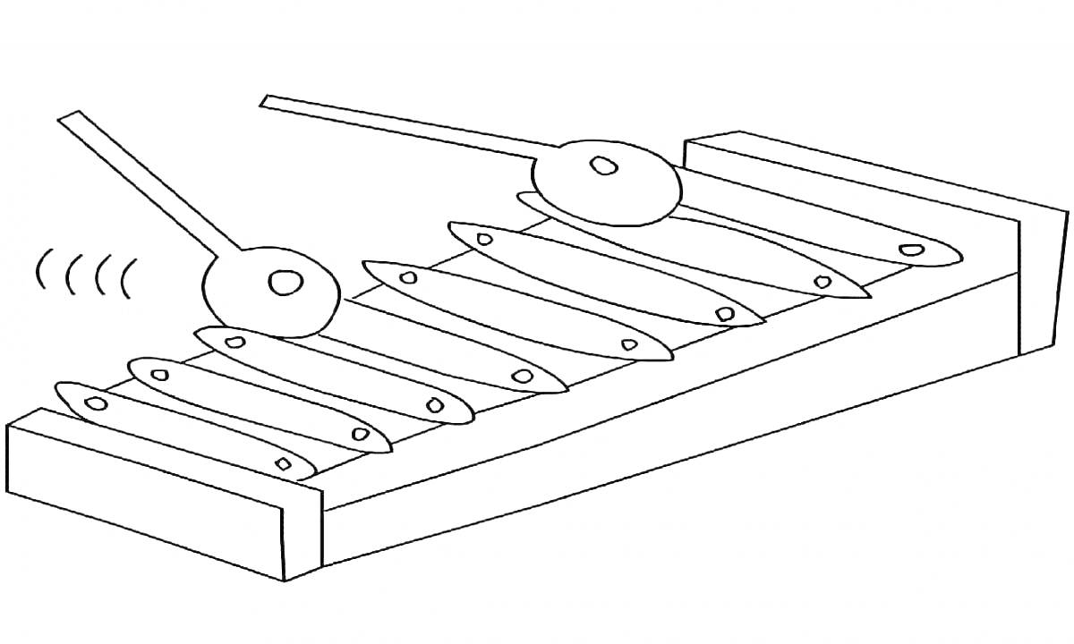 Раскраска Ксилофон с палочками