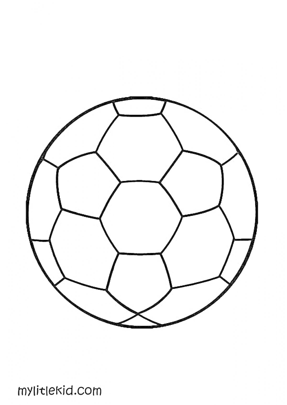 На раскраске изображено: Футбольный мяч, Спорт, Мяч, Геометрия, Развивающие игры, Спортинвентарь, Для детей