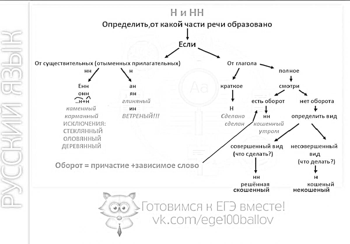 На раскраске изображено: Русский язык, Н и НН, Части речи, Прилагательные, Причастия, Существительные, Правописание