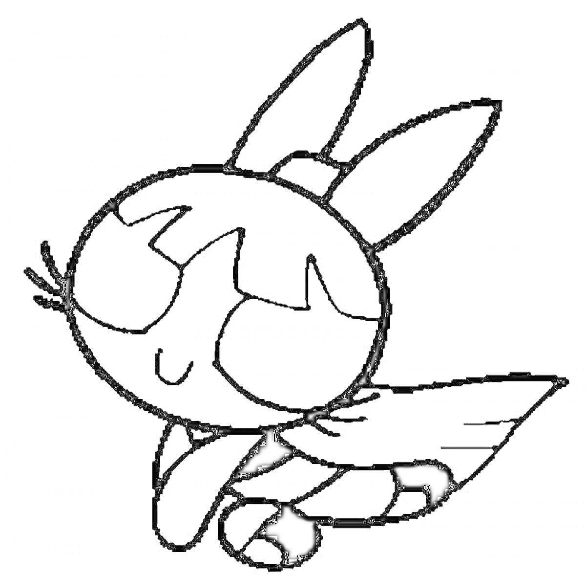 Раскраска Суперкрошки - персонаж с крыльями в полете, уши как у кролика