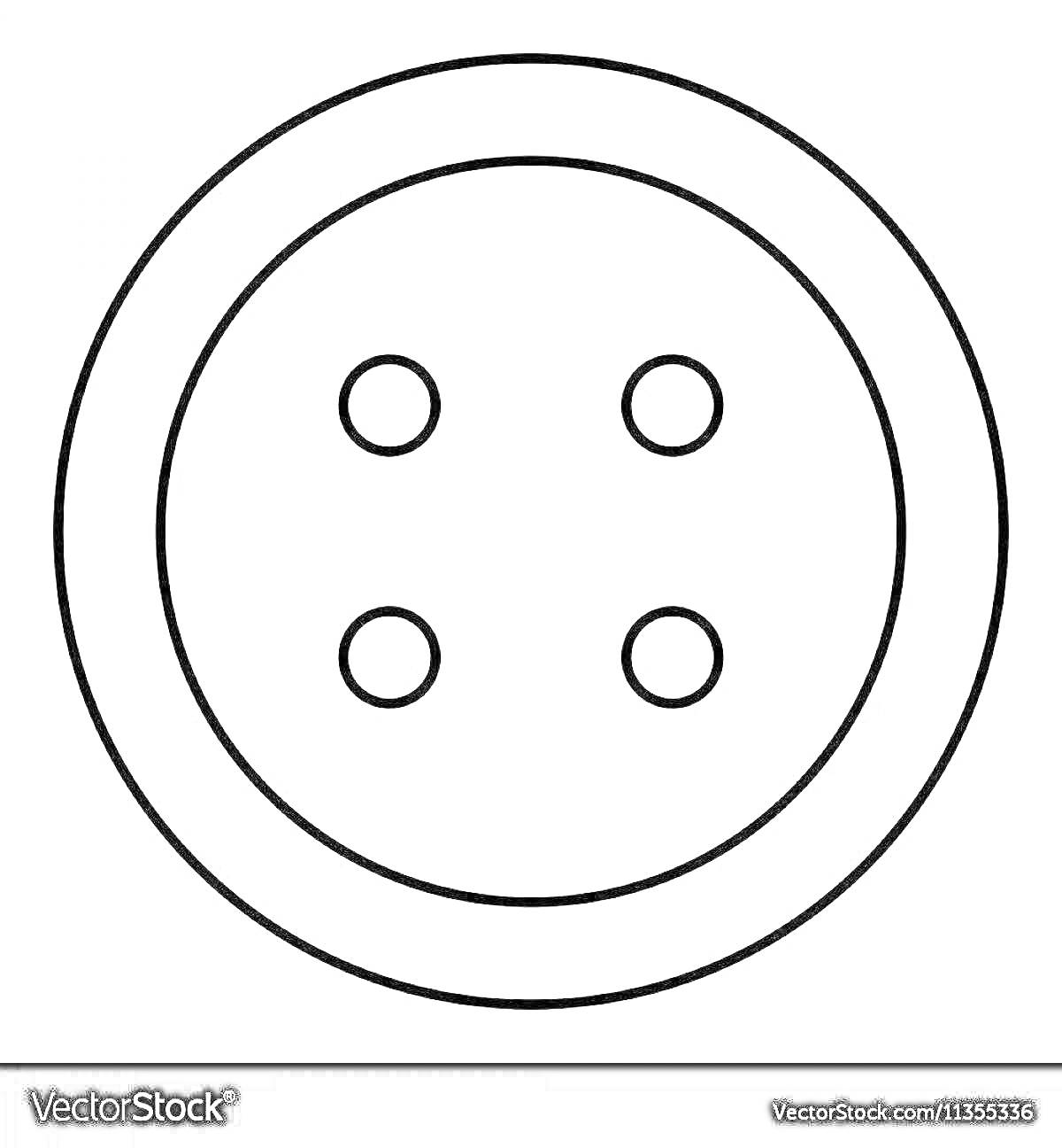 Раскраска Круглая пуговица с четырьмя отверстиями