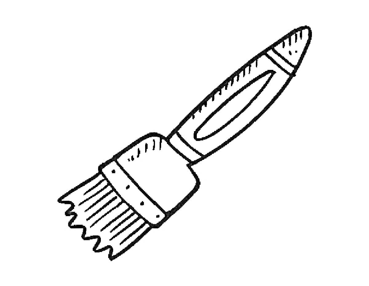 Раскраска Ручная кисть с зазубренными щетинами и продолговатой ручкой