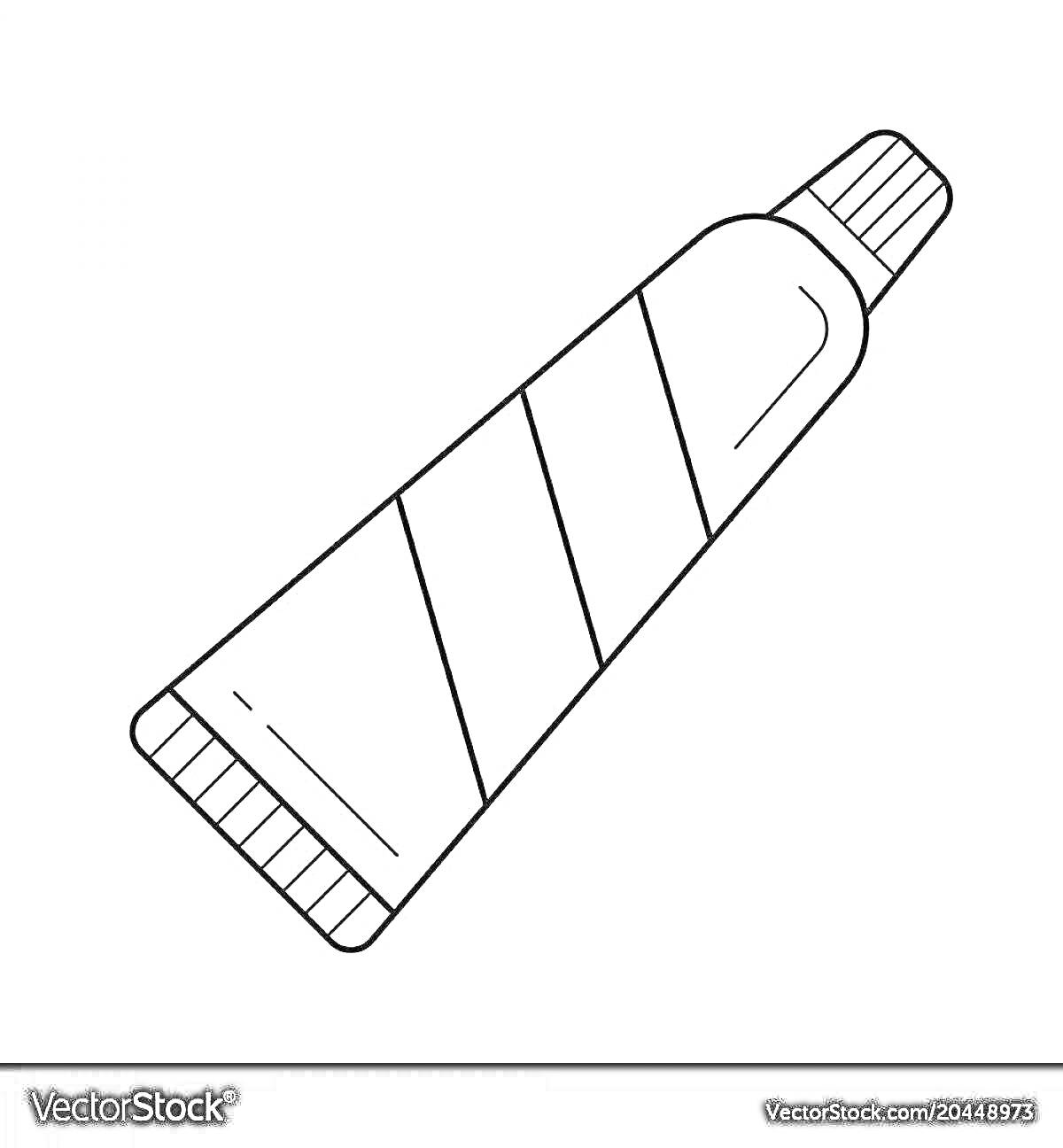 Раскраска Тюбик зубной пасты с полосками и завинчивающейся крышкой