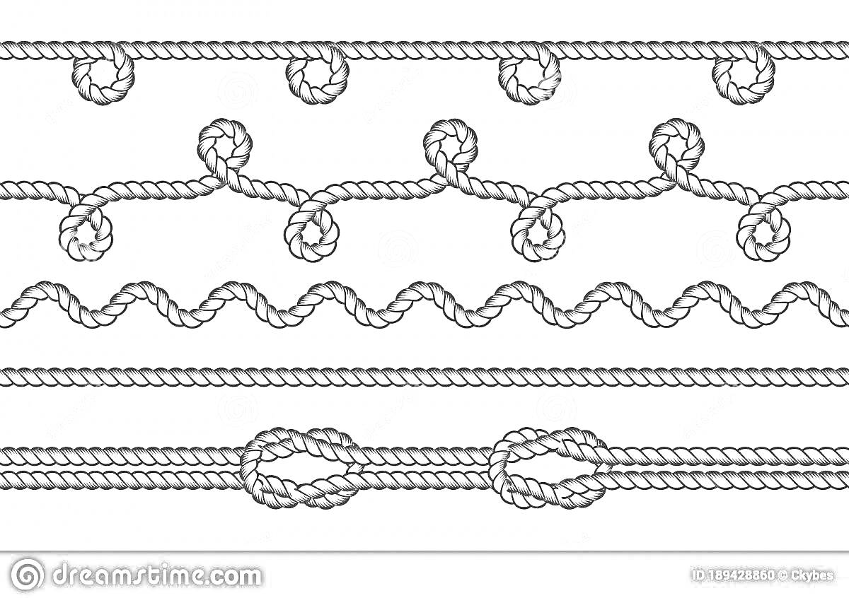 На раскраске изображено: Веревка, Узел, Переплетение, Волнистый, Декор, Морской стиль