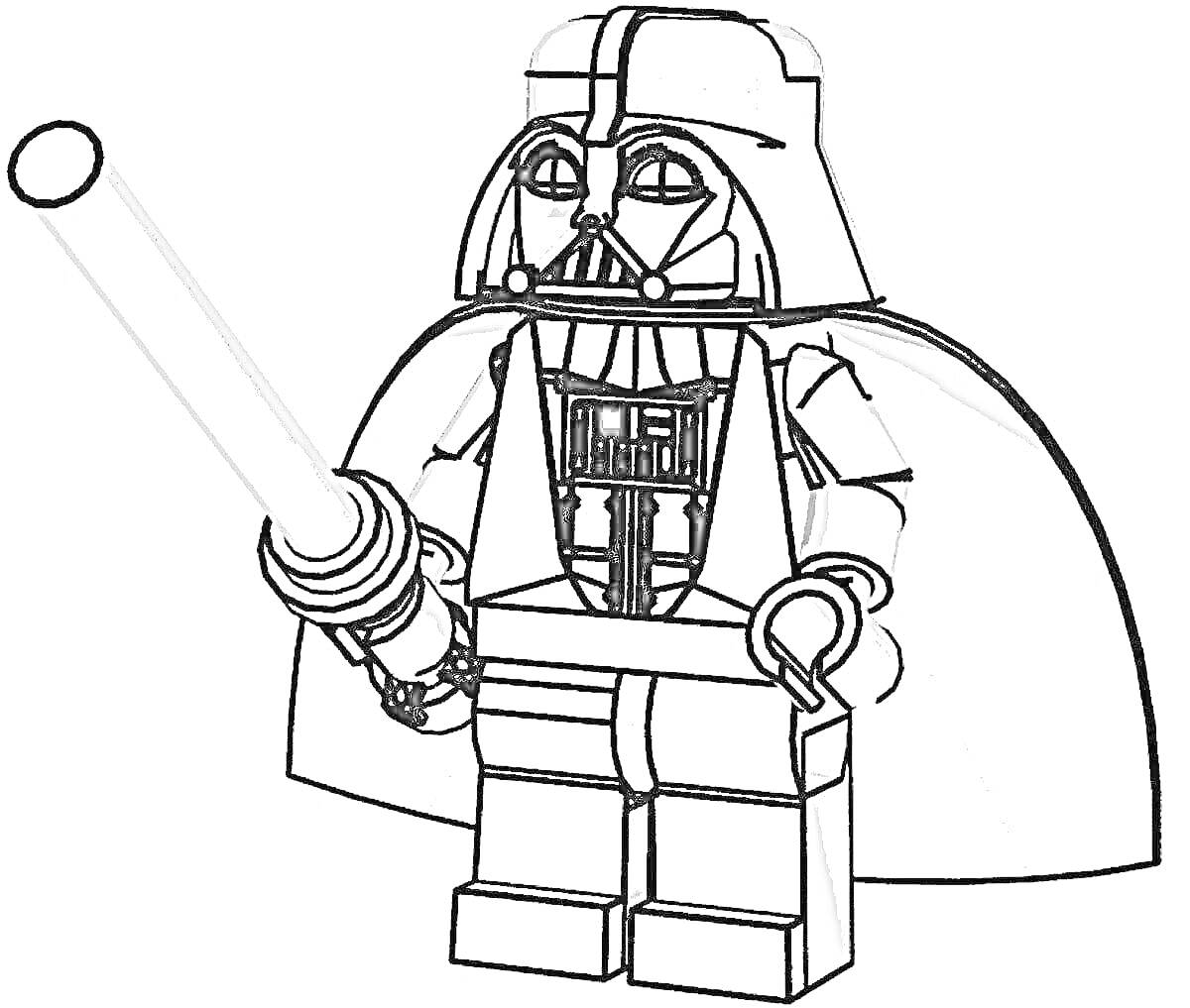 Раскраска LEGO Дарт Вейдер с мечом