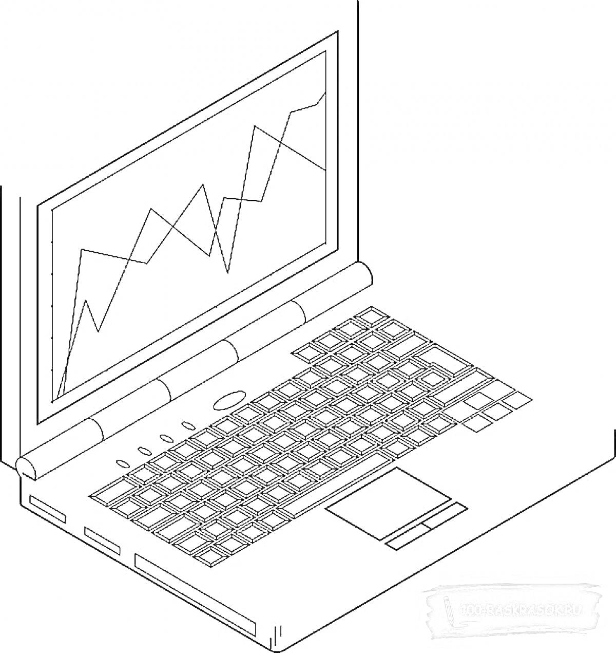 Раскраска Ноутбук с диаграммой на экране