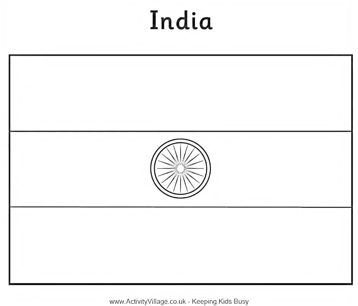 На раскраске изображено: Три полосы, Символика, Индия, Для детей