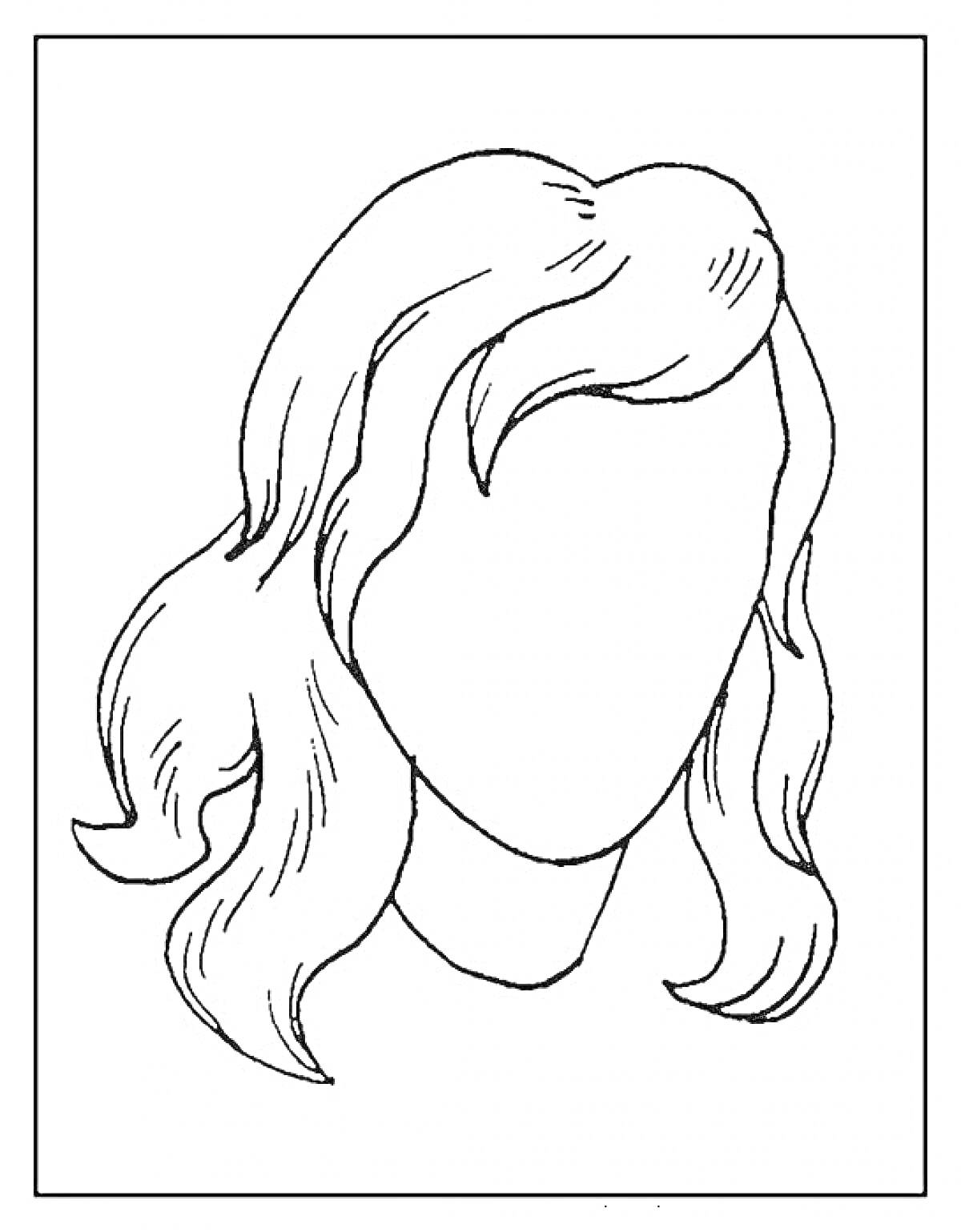 Раскраска Портрет мамы с длинными волнистыми волосами