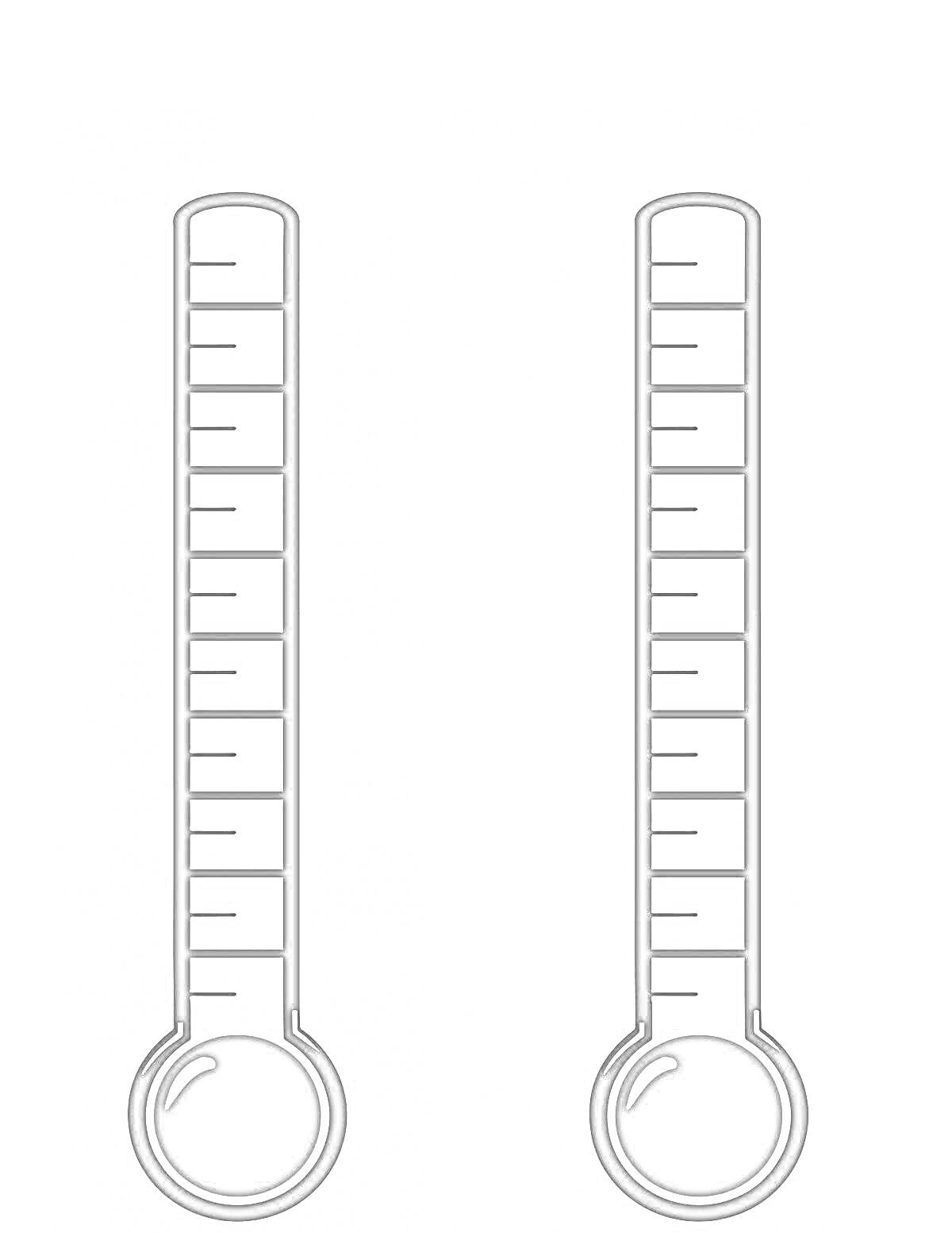 Раскраска два термометра с делениями