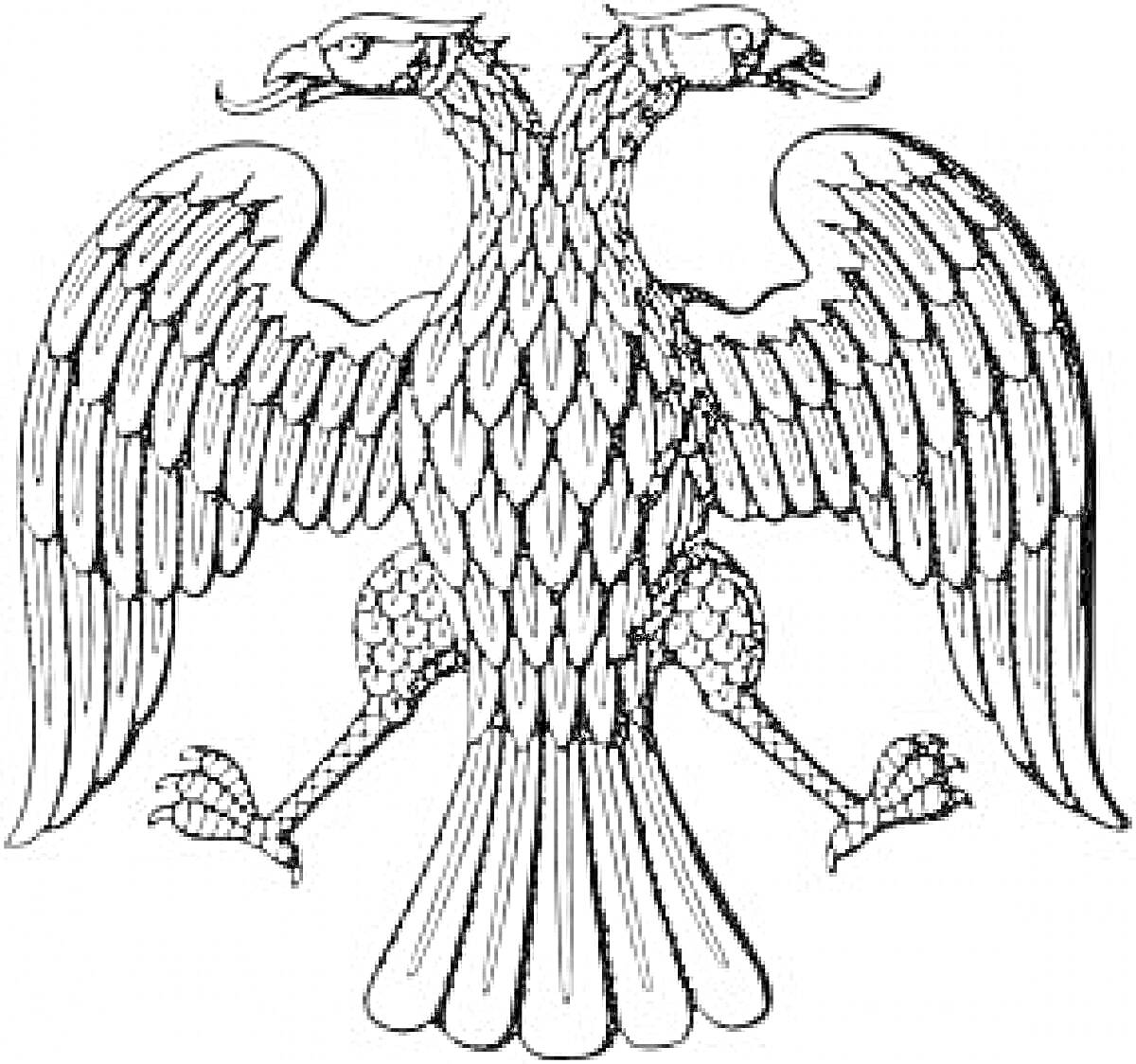 Раскраска Геральдический двуглавый орел (герб России)