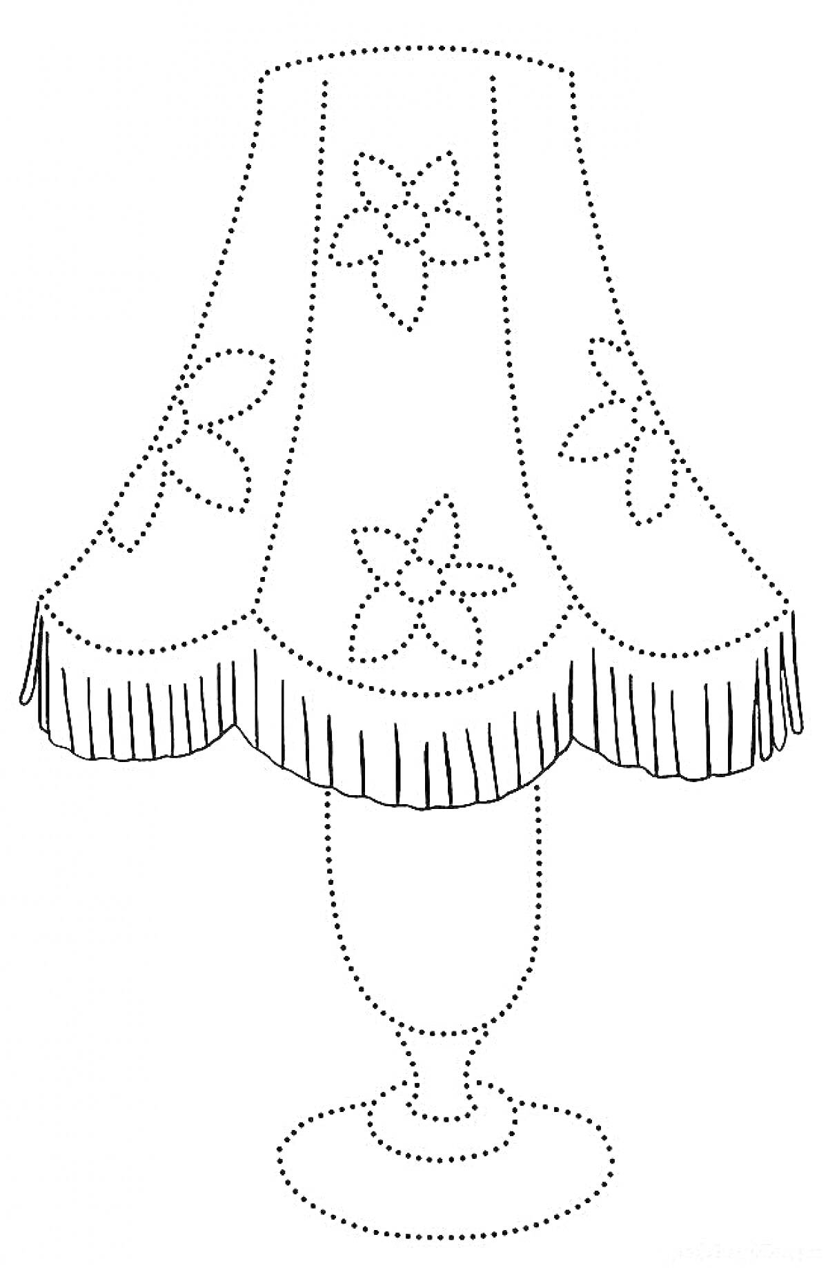 Раскраска Лампа с цветочным абажуром и бахромой
